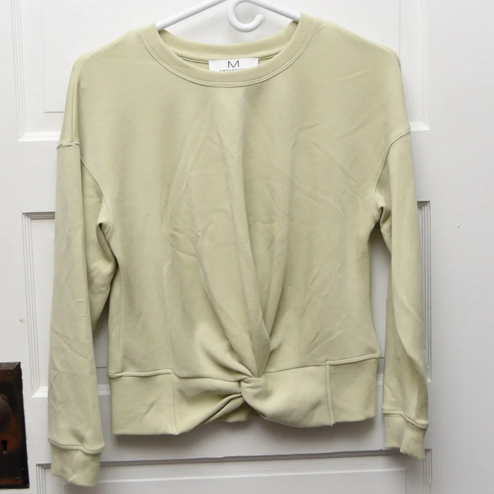 Magaschoni Women’s Cross Front/twist front‎ sweatshirt mint green, size S
